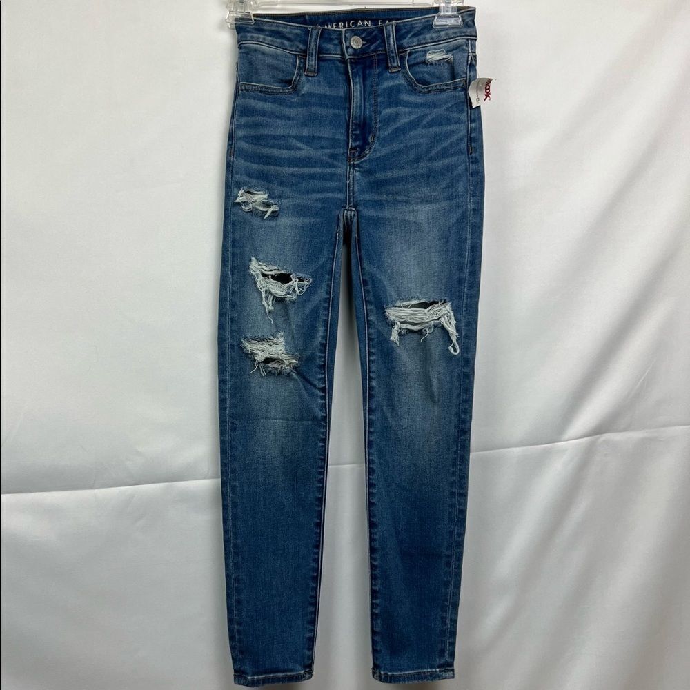 American Eagle Outfitters Women’s Distressed Dark Blue Jeggings